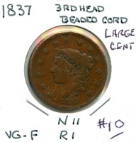 1837 Large Cent - VG-Fine