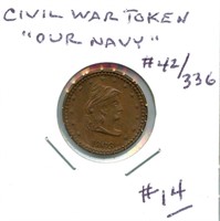 1863 Civil War Token "Our Navy" #42/336