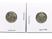 Pair of Vintage Mercury Silver dime coins