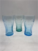 Vintage Blue Coca-Cola Glass Cups