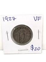 1927 Standing Liberty Silver Quarter coin graded