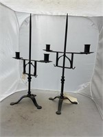 2 pc, Forged Metal Candle Stands 21 inches