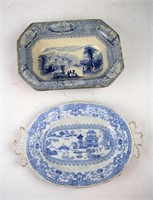 TWO PIECES OF 19TH C. TRANSFERWARE