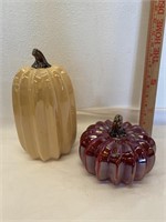 2 Ceramic Glass Pumpkins
