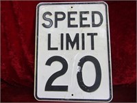 Embossed steel 20 Speed limit street sign.