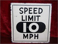 10MPH Speed limit sign painted on tin.