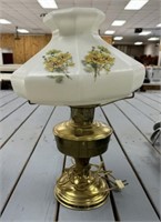 Electric Lamp with Hand Painted Shade