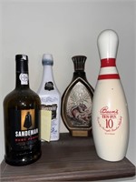 Collection of Empty Vintage Liquor Decanters
