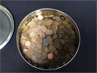 Tin with Wheatback Lincoln Cents 53.9oz (3.3lbs)