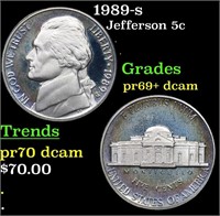 Proof 1989-s Jefferson Nickel 5c Grades GEM++ Proo
