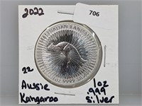 2022 1oz .999 Silver Aussie $1 Kangaroo