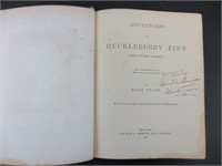 Mark Twain Signed Adventures of Huckleberry Finn