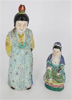 2 Chinese Famille Rose Painted Porcelain Figures