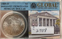 1885-O Morgan Silver Dollar GLOBAL Slabbed (BRILL