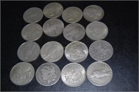 16 Morgan & Peace silver dollars: 1901, 1934