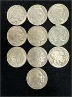 Lot of 10 1937 Buffalo Nickels
