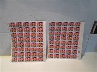 2 SHEETS OF UNCUT ELVIS PRESLEY POSTAGE STAMPS