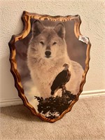 Vintage Poster on Board Wolf and Eagle