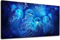 Blue Jellyfishes Canvas Wall Art 75X150CM