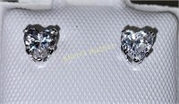 14K & heart CZ earrings 3/4 carat appx
