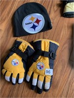 STEELERS GLOVES AND HAT