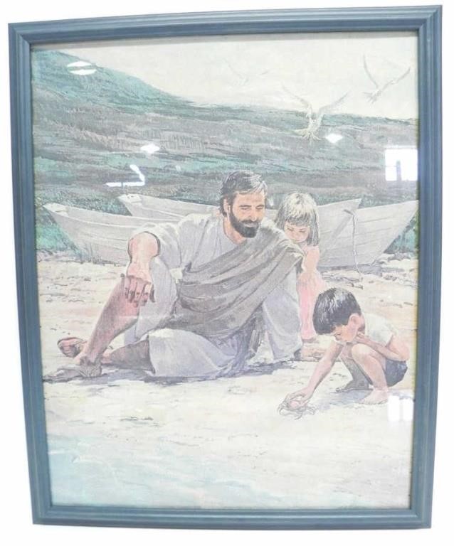 'JESUS ON THE BEACH' FRAMED 21.5" x 17.5" PRINT