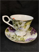 GRACIE BONE CHINA FLORAL CUP & SAUCER