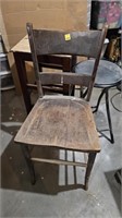 Antique wood chair, stools