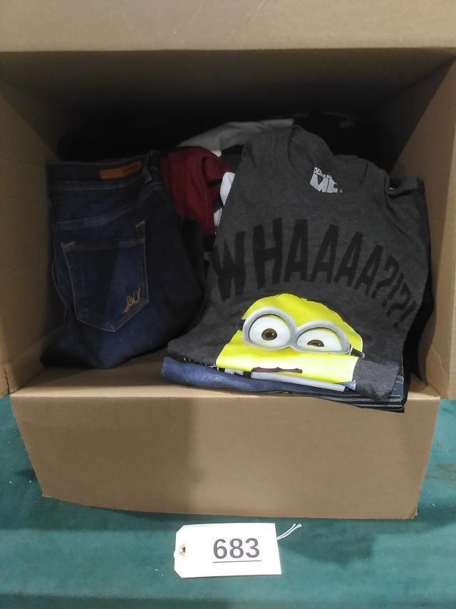 Box of Clothing Jeans, T Shirts