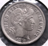 1913 BARBER DIME VF