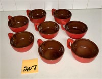Vtg Frankoma Flame Red Coffee Cups (set of 8) #4SC