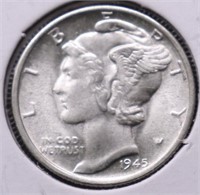 1945 S MICRO S GEM + MERCURY DIME PQ