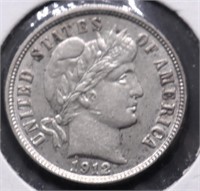 1912 D BARBER DIME AU