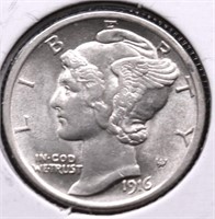 1916 CHOICE BU MERCURY DIME