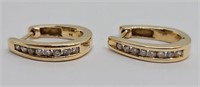 Pr 14KT Gold & Diamond Earrings