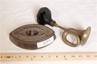 Brass Horn & Cast Iron