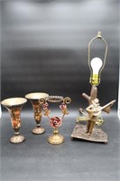 Brass Lamp, Floral Vases, Candle Holder