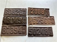 1917, 1918, 1920, 1922, & 1926 WI License Plates