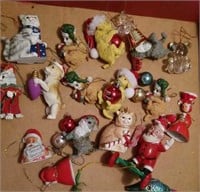 Christmas ornaments,  dogs, cats, Santa,