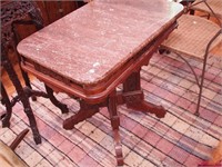 Eastlake Victorian lamp table with highly carved