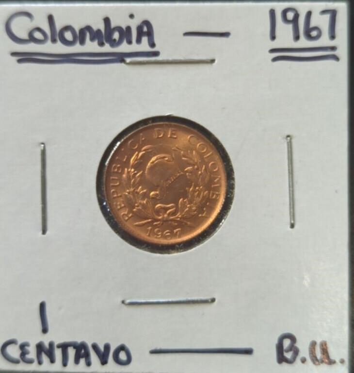 Uncirculated 1967 Colombian coin