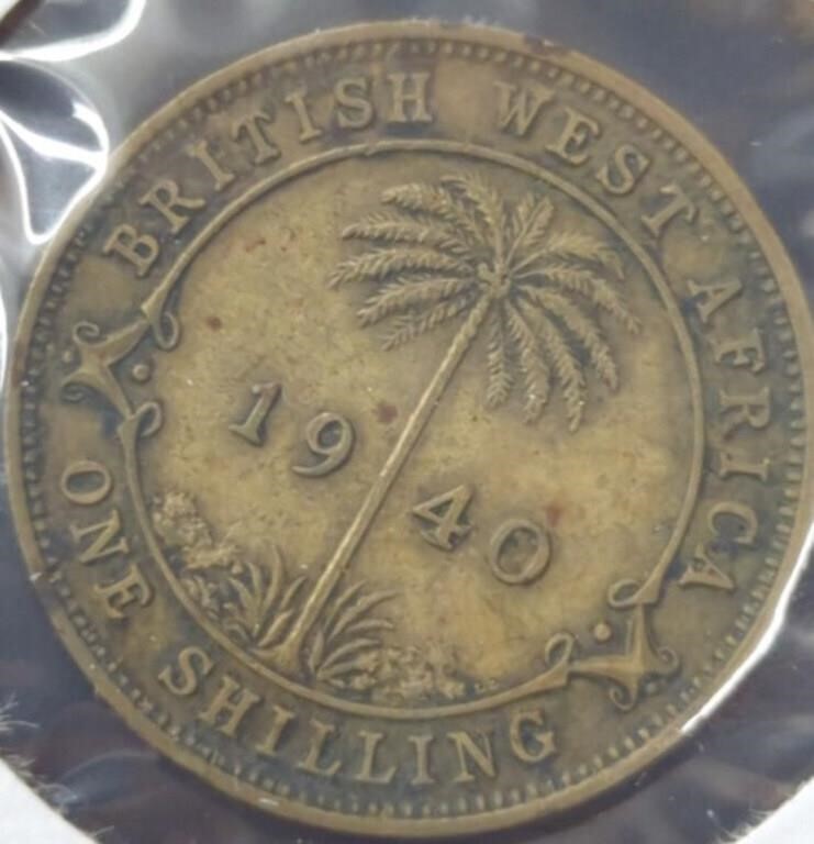 1940 British West Africa one shilling coin