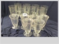 Etched Rows Footed Tea & Draped Water Glasses