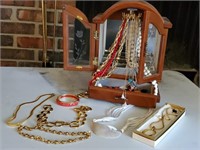 Musical jewelry box, costume jewelry included