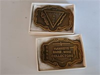 Hawkeye Barded Wire Collectors belt buckles (2)