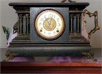 EBONIZED WOOD Antique INGRAHAM SHELF MANTEL CLOCK