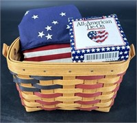 Longaberger All American Basket w Tie Ons & Mitt