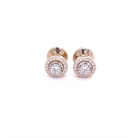 14K YELLOW GOLD 0.72CT DIAMOND FRAMED STUD EARRING