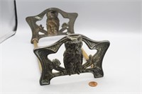 Vtg. Cast Spelter~Bronze Expanding OWL Book Rack