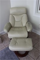 Leather chair w/ footstool